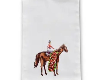Derby Winner Horse Racing Red Roses Tea Towel - 2024 Derby - Horse Racing - Tea Towel - Derby Gift - Gift - Derby Party Gift - Derby Hostess