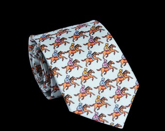 Derby Racing Horse Neck Tie - Derby Gifts - 2024 Derby Attire - Gift Ideas - Men Ties - Wedding Attire - Kentucky Traditions - Groomsmans