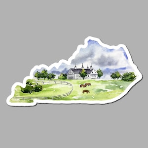 Sticker Kentucky Horse Farm - wenskaart vriendje - Kentucky Horse Farm - whisky - cadeau-ideeën - wenskaarten - sticker derby