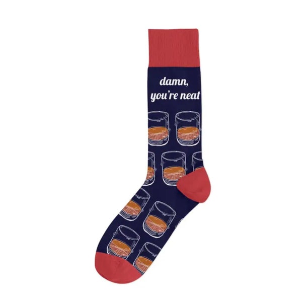 Damn, You're Neat Bourbon Whiskey Socks - Bourbon Sock - Boyfriend Gift - Husband Gift - Whiskey Sock - Fun Sock - Funny Sock - Holiday Gift