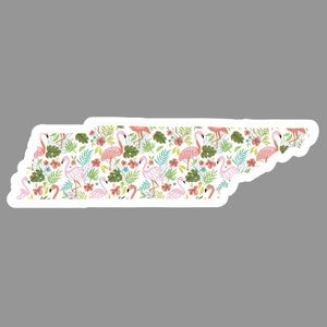 Flamingo sticker staat Tennessee - flamingo's - kaart Tennessee - dierenstickers - Tennessee cadeau - dierenliefhebbers - cadeaus Giftfriend - sticker