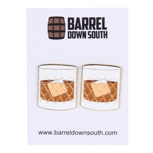 Bourbon Earrings - Bourbon on the Rocks Enamel Stud Earrings - Bourbon Party Accessories - Bourbon Earrings for Gifts - Stud Earrings