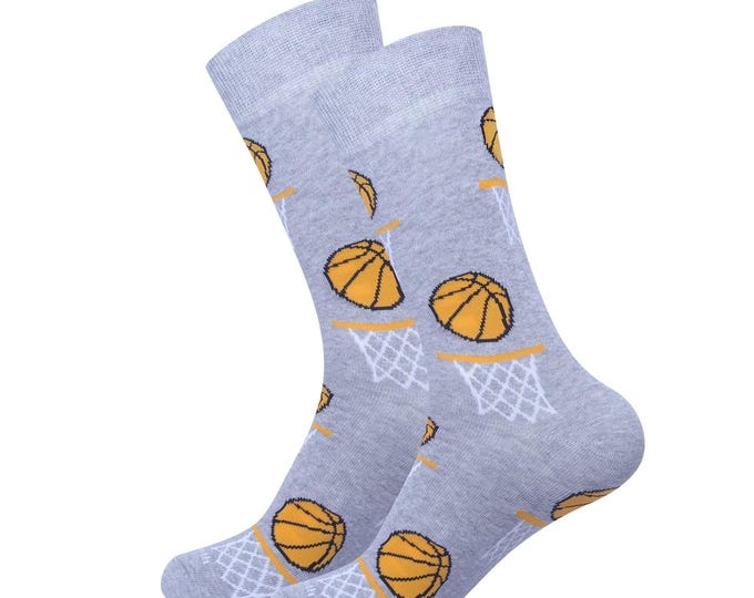 Basketball Hoop Socks - Boyfriend Gift - Husband Gift - Fun Dress Socks - Cozy Socks - Funny Socks - Holiday Gift - Gift Ideas - For Him