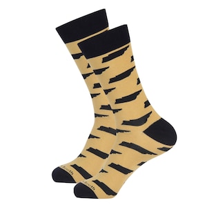 Tennessee Socks - Gold/Black Tennessee State Shape Socks - Tennessee Gift - Tennessee Fans - Socks - Gifts for Husband - Gifts for Boyfriend