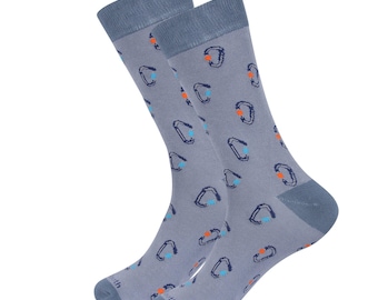 Carabiner Climbing Socks – Rock Climbing Socks with Carabiner Pattern – Climber Gift, Hiking Socks, Outdoor Novelty Socks, Adventure Gift