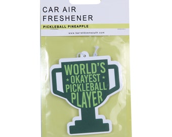 Pickleball World's Okayest Pickleball Player Car Air Freshener - Air Freshener - Gifts For Him Or Her - Funny Pickle Ball Gifts - Tennis