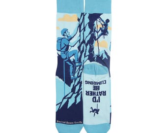 I’d Rather Be Climbing Socks – Rock Climbing Socks, Funny Gift, Novelty Socks for Climbers, Hiking Gift, Outdoor Lover Gift
