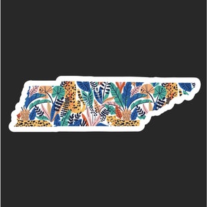 Tennessee Floral Cheetah Jungle patroon sticker - welkomststicker - Tennessee sticker - grappige sticker - dierentuindieren - cadeau-ideeën - vriendin