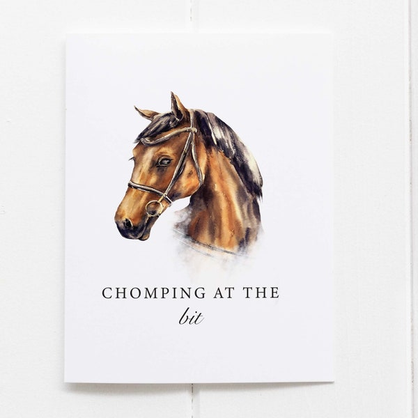 Racing Horse Greeting Card Chomping At The Bit - Horse Racing - Derby Greeting Card - Derby Party Gift - Derby Party Invitation - 2024 Derby