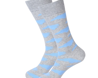 North Carolina Socks - Grey/Blue North Carolina Shape Socks - North Carolina Fans - NC Lovers - NC Gifts - Gifts for Husband - Gifts for BF
