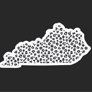 Adesivo con stampa leopardata dello stato del Kentucky - Adesivo di benvenuto - Idee regalo - Adesivo divertente - Adesivi di saluto - Adesivo Kentucky - Decalcomanie