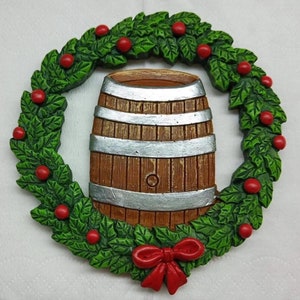 Bourbon Barrel Wreath Customizable Ornament - Whiskey Ornament - Vintage Christmas - Bourbon Ornament - Gift Ideas - Holiday Decor