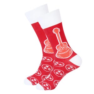 Tennessee Socks - Tennessee Guitar Socks - Tennessee Tri Star - Tennessee Fans - Tennessee Guitars - TN Gift - Gift for Husband or Boyfriend