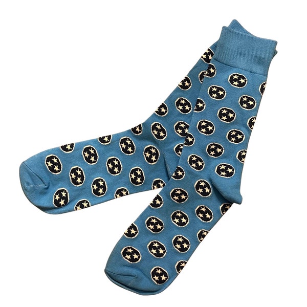 Tennessee Tri-Star State Socks Blue and Navy - Father's Socks - Fun Socks - Funny Socks - Men's Socks - Tri-Star - Derby Socks - Gift Ideas