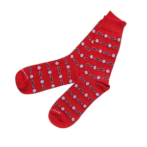 Baseball and Mustache Socks Red - Boyfriend Gift - Husband Gift - Baseball Socks- Funny Socks - Holiday Gift - Kentucky Socks - Ohio Gifts