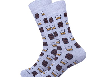Grey On The Rocks Bourbon Socks - Bourbon Sock - Boyfriend Gift - Husband Gift - Whiskey Socks - Fun Sock - Funny Sock - Holiday Gift
