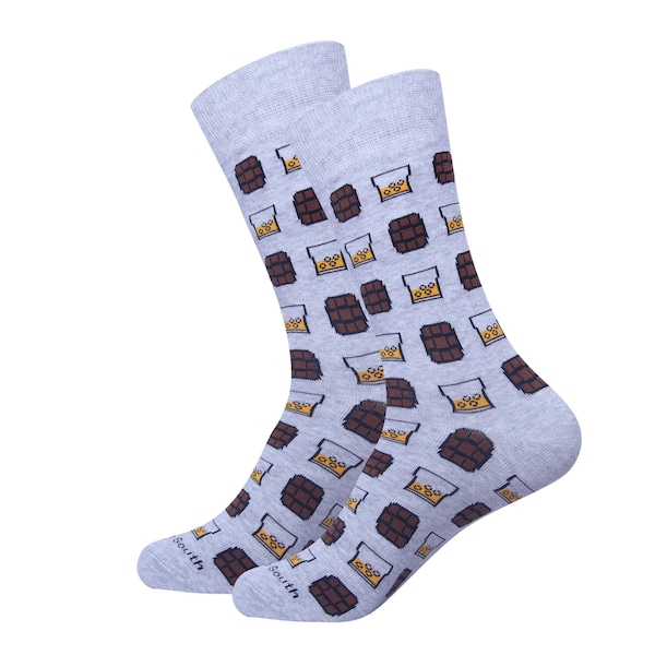 Grey On The Rocks Bourbon Socks - Bourbon Sock - Boyfriend Gift - Husband Gift - Whiskey Socks - Fun Sock - Funny Sock - Holiday Gift