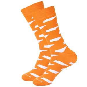 Tennessee Socks - Orange/White Tennessee Shape Socks - Tennessee Fans - Tennessee Lovers - Gifts for Husband - Gifts for Boyfriend - TN Gift