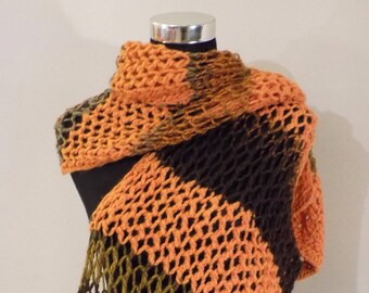 Wool scarf Hand knitted, Autumn colors scarf