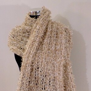 Soft Wool scarf, Women knitted scarf, Fur-like Shawl image 9