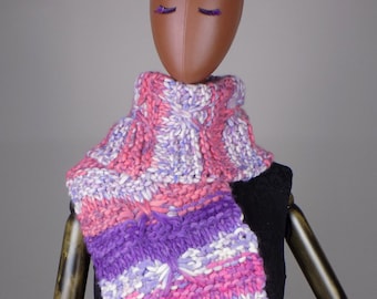 Chunky knitted scarf women, Colorful Wool scarf, Butterfly pink scarf