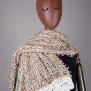 Soft Wool scarf, Women knitted scarf, Fur-like Shawl image 1