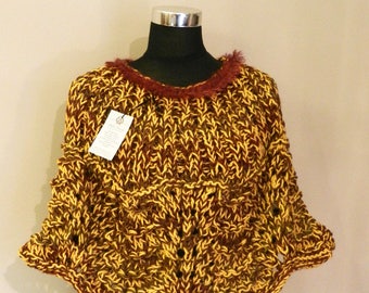 Yellow Cape Coat, Wool Cape, Burgundy Cape, Women Cape Coat, Warm coat, Hand Knit Poncho, Handmade Cape for winter