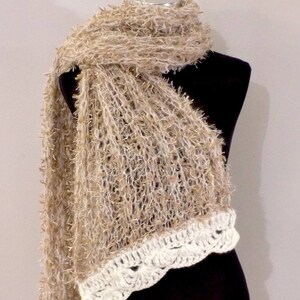 Soft Wool scarf, Women knitted scarf, Fur-like Shawl image 7