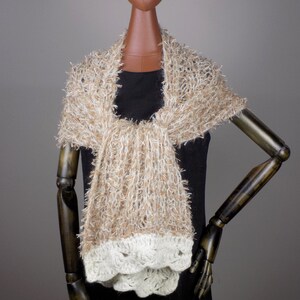 Soft Wool scarf, Women knitted scarf, Fur-like Shawl image 5