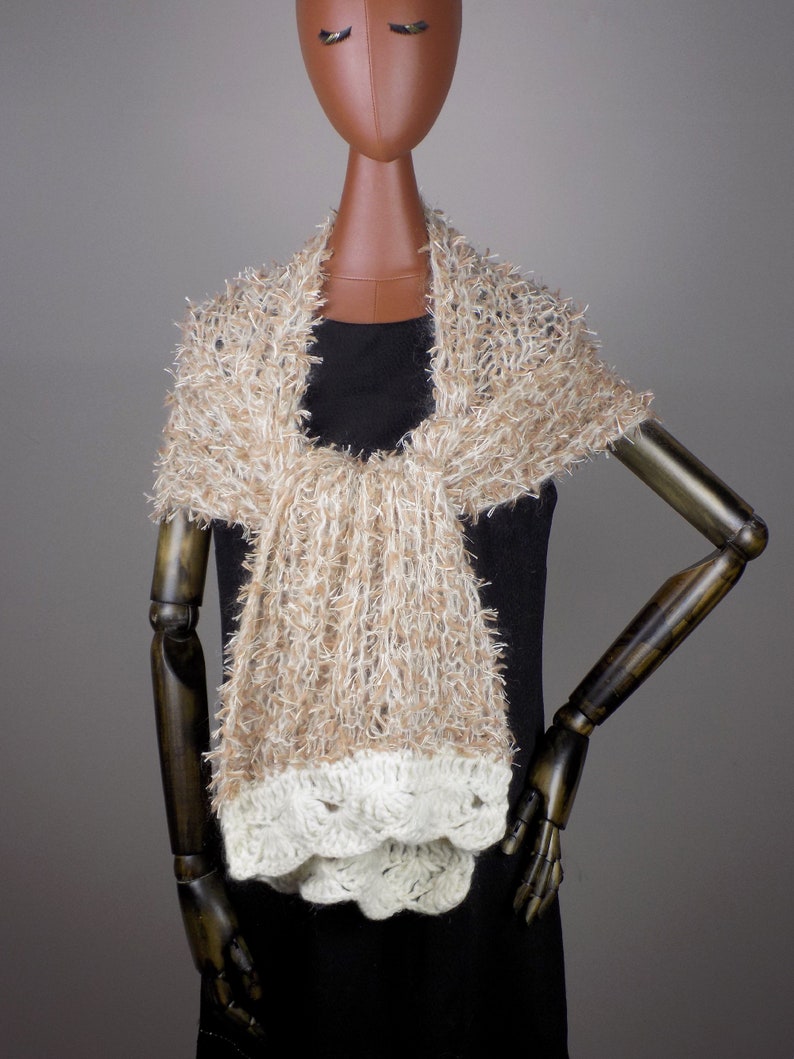 Soft Wool scarf, Women knitted scarf, Fur-like Shawl image 5
