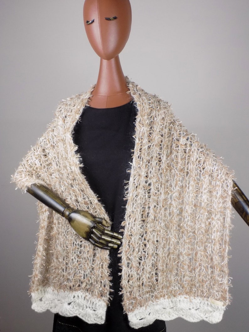 Soft Wool scarf, Women knitted scarf, Fur-like Shawl image 4