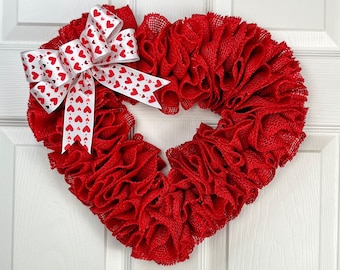 Burlap Heart Red- Valentines Day Wreath