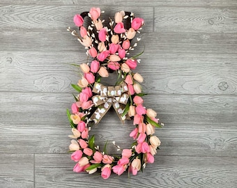 Easter Wreath, Bunny Wreath, Tulips Wreath, Front door wreath