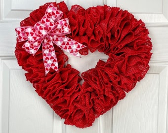 Burlap Heart Red- Valentines Day Wreath