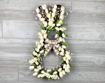 Easter Wreath, Bunny Wreath, Tulips Wreath, Front door wreath