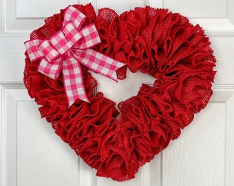 Burlap Heart Red- Valentines Day Wreath