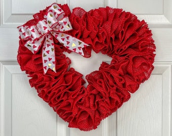 Burlap Heart Red- Valentines Day Wreath
