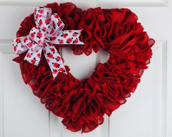 Burlap Heart Red- Valentines Day Wreath