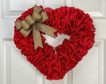 Burlap Heart Red- Valentines Day Wreath