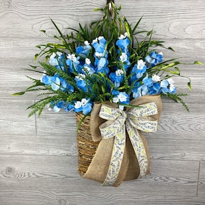 Texas Bluebonnet Basket wreath, Texas Wreath, Farmhouse Wreath, Wreath, Spring Wreath, wreaths for front door year round, Basket Floral