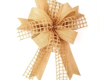 Bow for Wreath, Burlap Bow, Craft Supplies, Rustic bow, Rustic wedding decor, Wedding bows, Rustic wedding decorations, Fall decor
