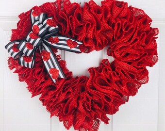 Burlap Heart Red- Valentines Day Wreath