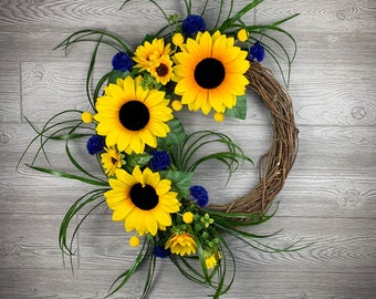 BEST SELLING, Sunflower wreath, Summer Wreath, Farmhouse Wreath, Front Door Wreath, Wreath, Spring Wreath, Fall Wreath, Year Round Wreath