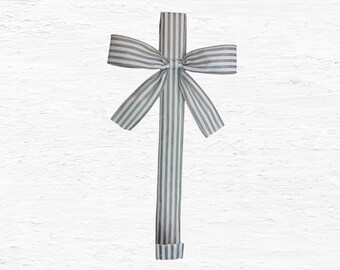 14” Metal Door Wreath Hanger, Wreath Hook, Hanger for Wreaths, Front Door Wreath Hanger, Over the Door Hook, Door Hook, Farmhouse Stripe Bow
