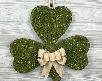 St. Patrick's Day Wreath, St. Patrick's Day Door Hanger, Shamrock Door Hanger, Shamrock, Moss Decor, St. Patrick's Day Decor, Front Door