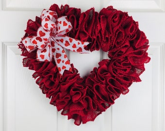 Burlap Heart Red- Valentines Day Wreath