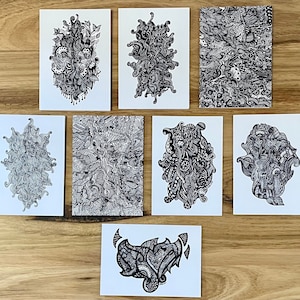 8 Set of Greeting Cards with detailed designs