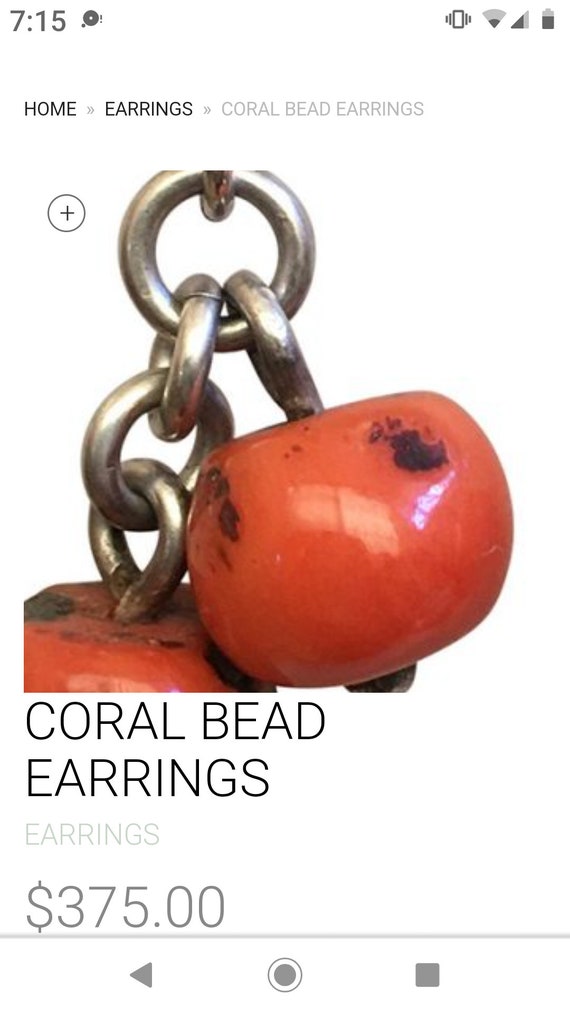 19th Century North African Coral Bead Earrings - image 3