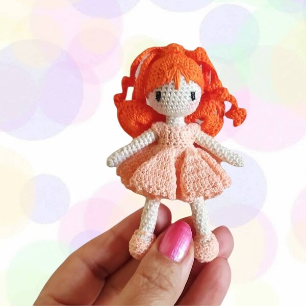 Small crochet amigurumi fairy 9.5cm (3.74") tall, a gift for her