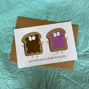 você é a manteiga de amendoim da minha geléia - cartão de amor feito à mão - cartão postal de pão/torrada